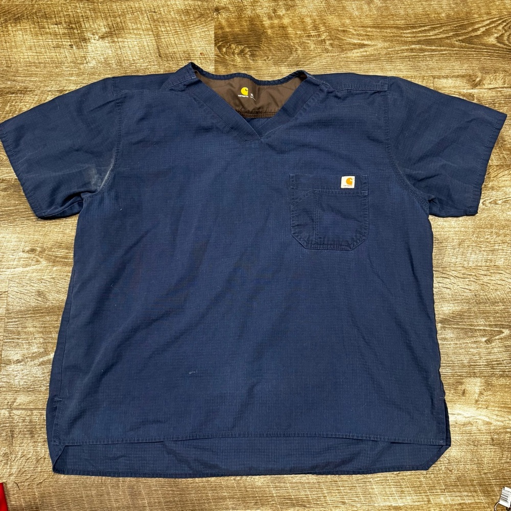 Carhartt Navy Blue Scrub Top Size XL
